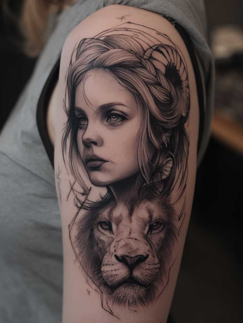 tatuaje de hombro negro y gris