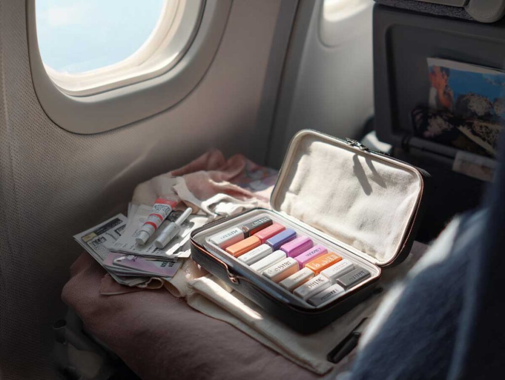 estuche con coloridas uñas prensas perfectamente dispuestas dentro