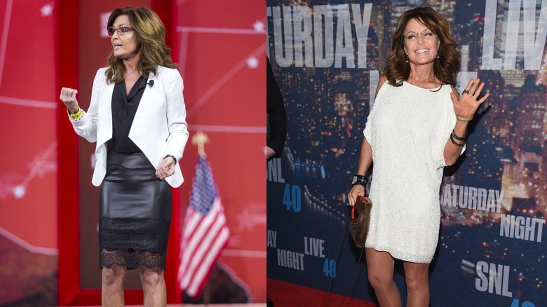 Sarah Palin asiste a eventos formales con elegantes atuendos con faldas cortas