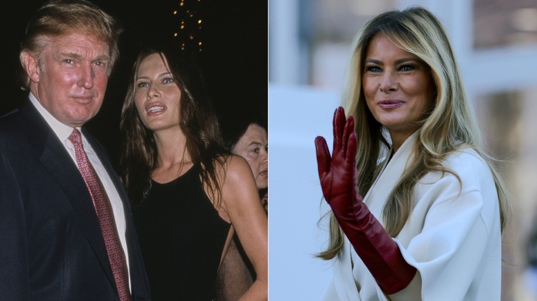 Melania Trump con su color de cabello natural y mechas rubias