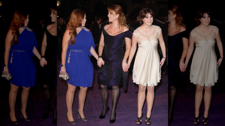 Las princesas Beatriz y Eugenia con su madre, Sarah Ferguson