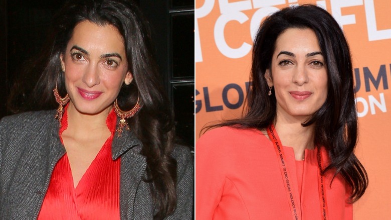 Amal Clooney sonríe ante las cámaras en 2013 y 2014
