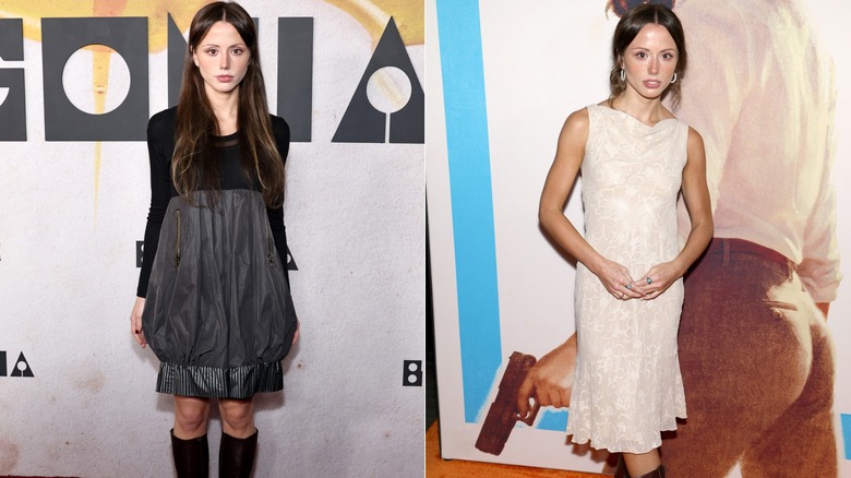 Lily Mo Sheen con vestidos blancos y negros