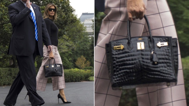 Melania Trump llevó un bolso Birkin de cocodrilo para un viaje por Europa