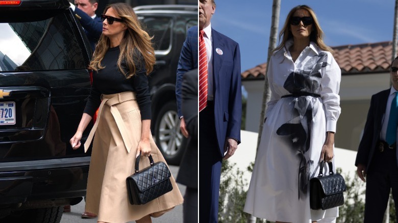 Melania Trump lleva su bolso Chanel jumbo Kelly