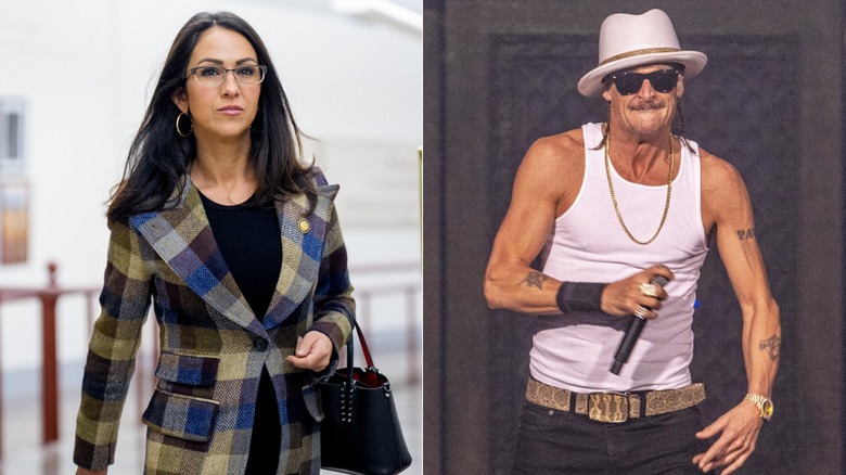 Una imagen de lado a lado de Lauren Boebert y Kid Rock