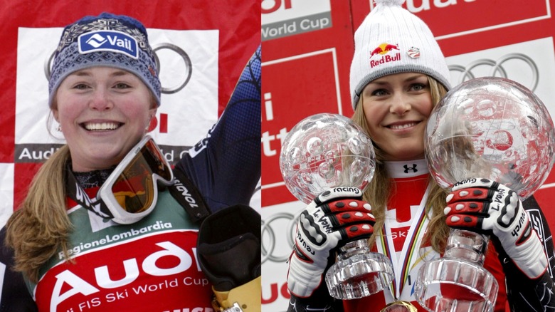 Lindsey Vonn en el Mundial de 2004 y 2010