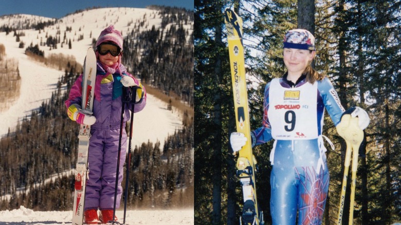 Lindsey Vonn preparándose para esquiar cuando era niña