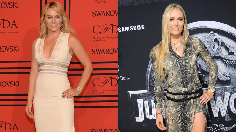 Lindsey Vonn camina por la alfombra roja y posa para las fotos