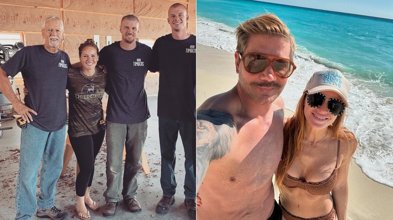 Mina Starsiak Hawk en el set y posando con su marido en bikini