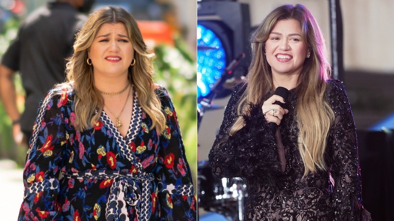 Kelly Clarkson en 2021 (L) versus Kelly Clarkson en 2025 después de una importante transformación facial (R)