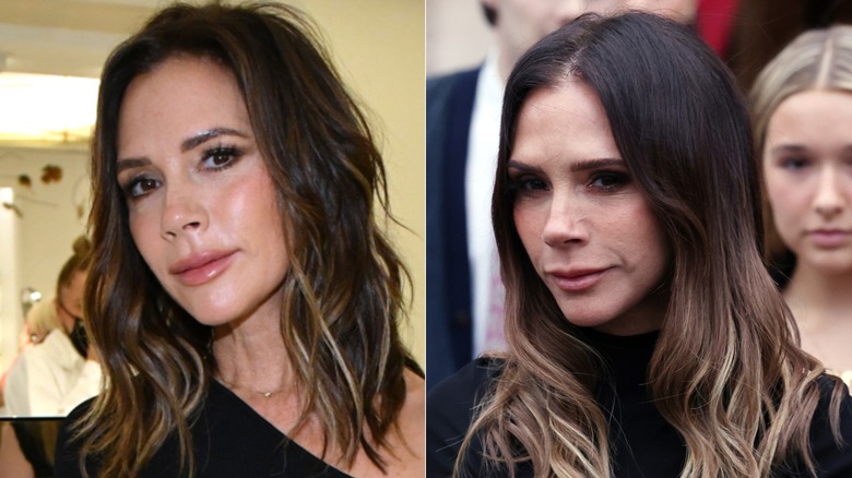 L: Victoria Beckham asiste a Bergdorf Goodman celebra la belleza de Victoria Beckham en Bergdorf Goodman el 14 de octubre de 2021 / R: