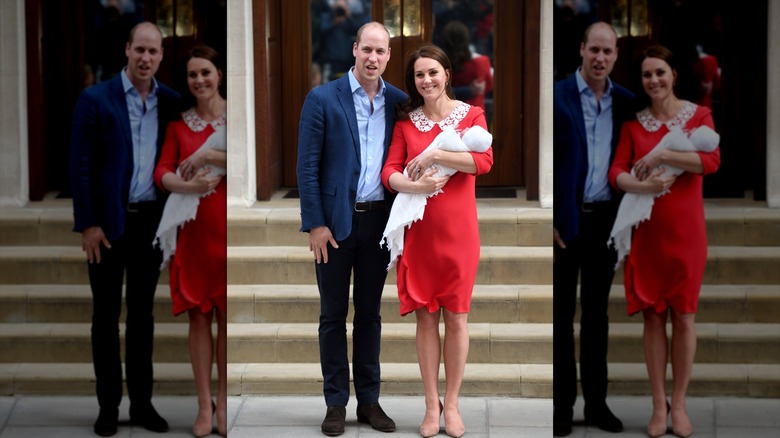 Kate Middleton y el príncipe William presentan al príncipe Louis ante los medios en 2018