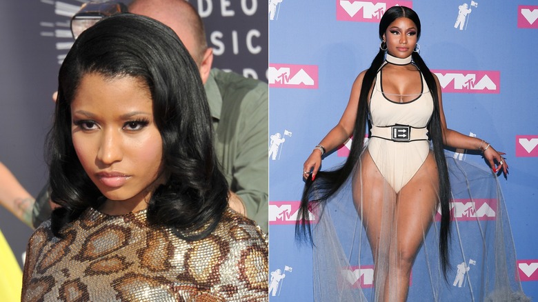 Nicki Minaj en los VMA en 2014 y 2018