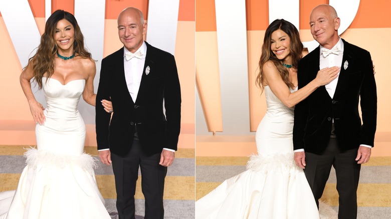 Lauren Sánchez y Jeff Bezos asisten a la fiesta de los Oscar de Vanity Fair 2025 organizada por Radhika Jones en el Centro Wallis Annenberg para las Artes Escénicas el 2 de marzo de 2025 en Beverly Hills, California