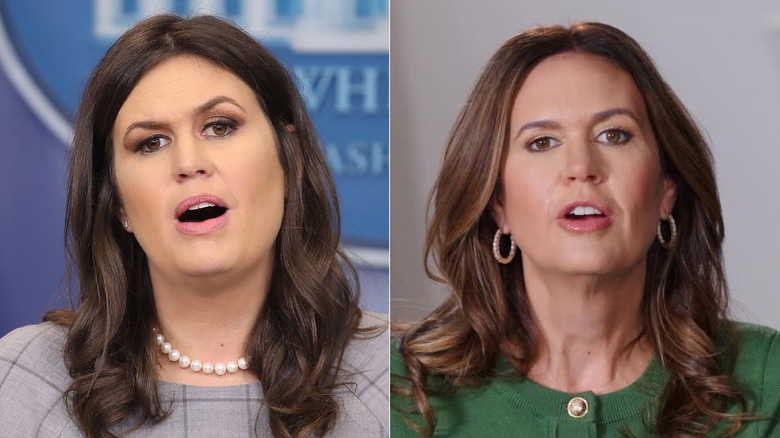 El rostro de Sarah Huckabee Sanders antes y después del cambio de imagen MAGA