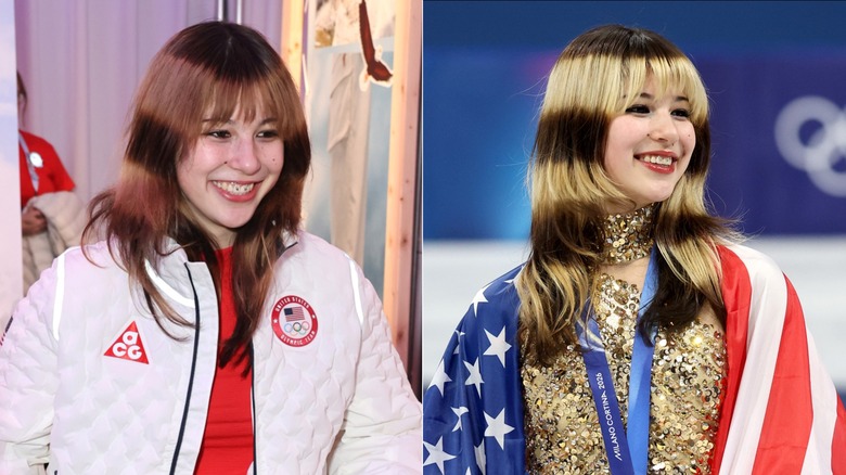 El característico cabello halo de Alysa Liu antes y después de teñirlo profesionalmente