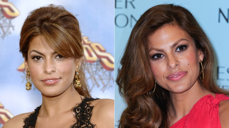 Al lado de Eva Mendes en 2005 y 2015