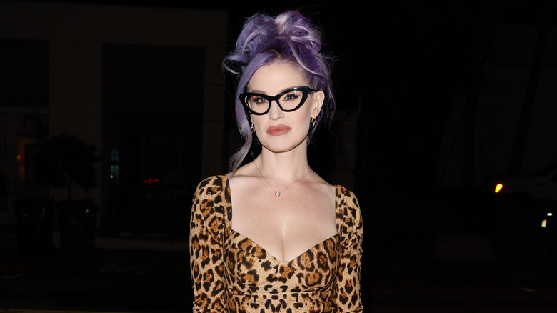 Kelly Clarkson posando con un vestido con estampado de leopardo