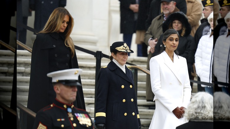 Usha Vance y Melania Trump en el cementerio de Arlington en Washington DC