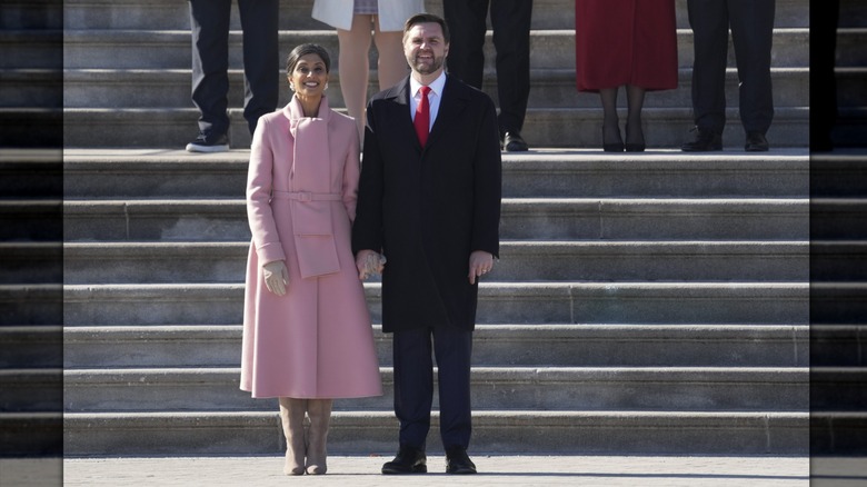 Usha Vance y JD Vance en la inauguración