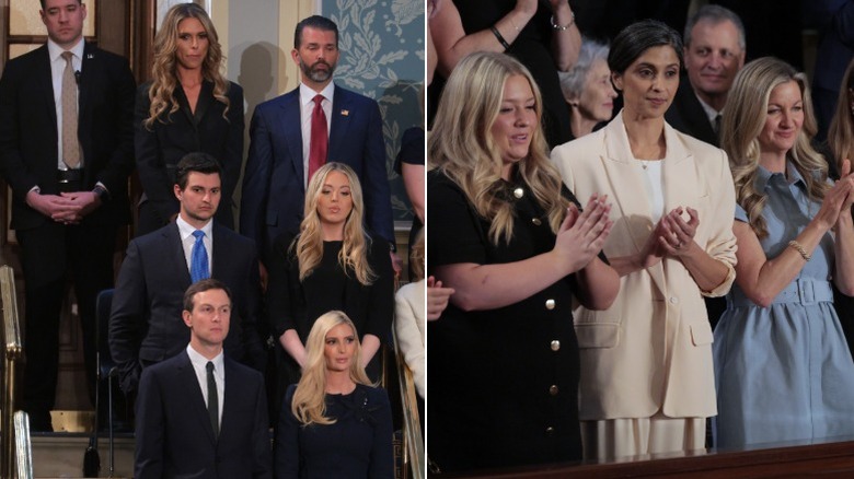 Miembros de la familia Trump y Usha Vance, en el discurso del presidente ante las cámaras conjuntas del congreso