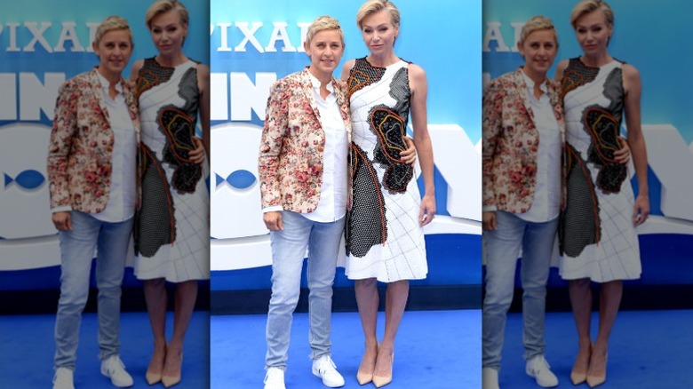 Ellen DeGeneres y Portia de Rossi en el estreno de Buscando a Dory en Londres