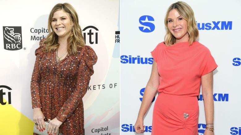 Fotos una al lado de la otra que muestran la transformación de pérdida de peso de Jenna Bush Hager