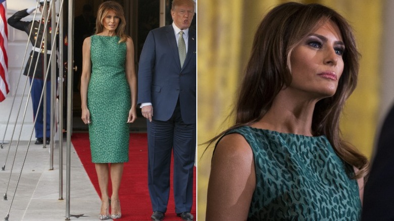 Melania y Donald Trump saludan al primer ministro irlandés
