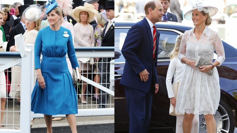 Sophie, duquesa de Edimburgo, asiste a eventos con un vestido azul y un vestido de encaje blanco, ambos con faldas midi