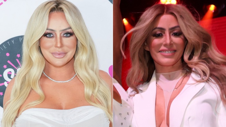 Aubrey O'Day con relleno de labios en 2023 y un look más natural en 2025