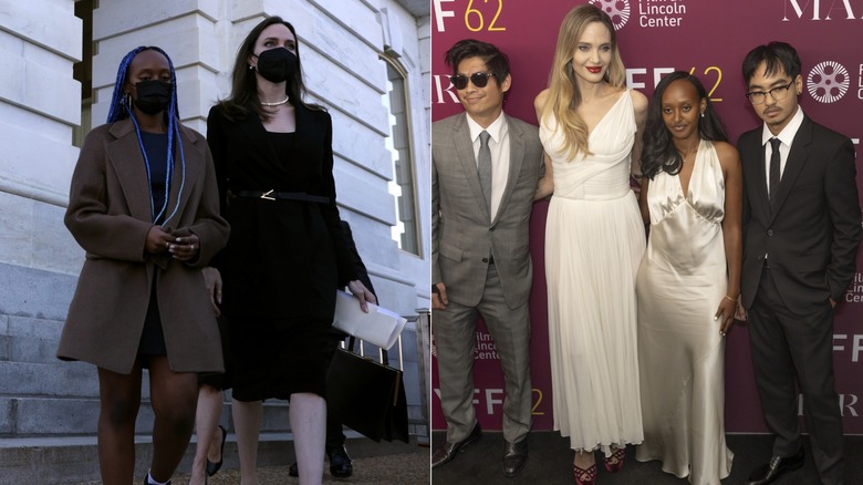 Zahara Jolie y Angelina Jolie en Washington DC, y en el Festival de Cine de Nueva York con Maddox y Pax