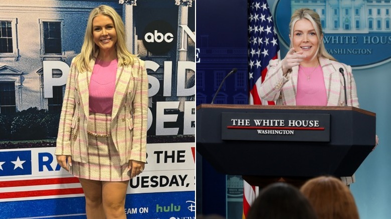 Karoline Leavitt responde una pregunta en una rueda de prensa