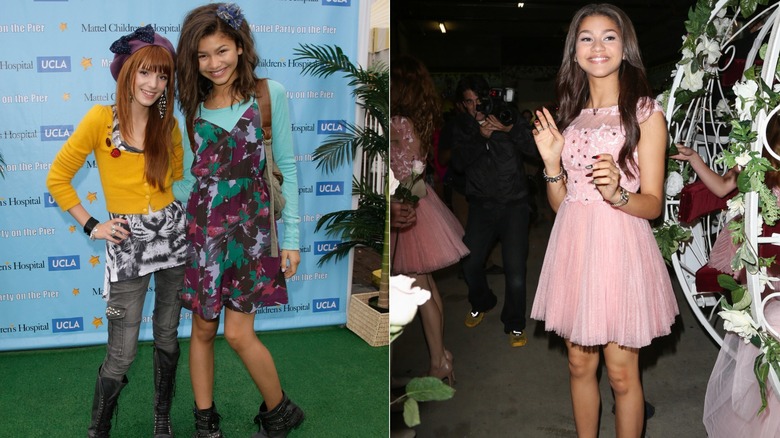 Zendaya en 2010 y 2012 vistiendo estilos preadolescentes