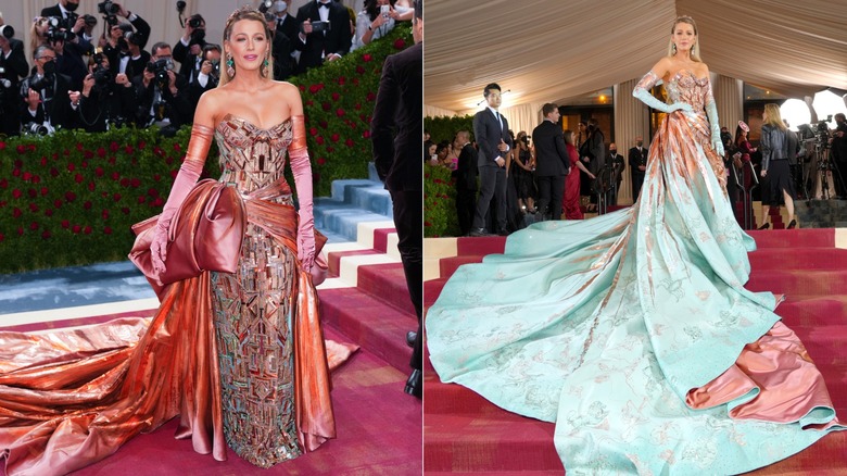 El vestido de Blake Lively se transforma del cobre al verde azulado en la Met Gala 2022