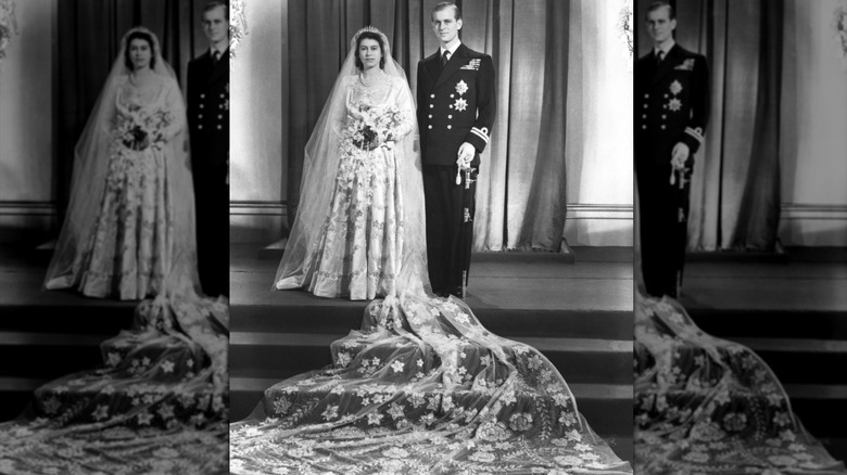 La princesa Isabel y Felipe Mountbatten el día de su boda en 1947