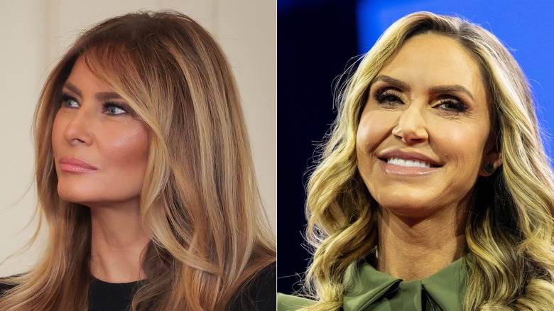 Melania Trump y Lara Trump sonriendo con mucha base