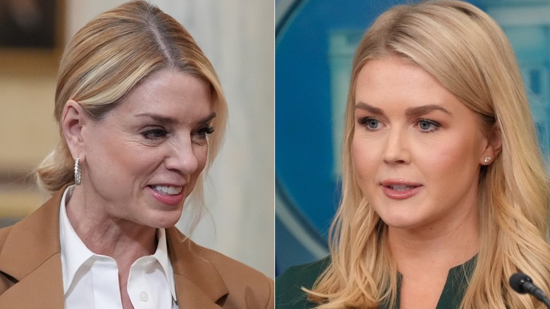 Pam Bondi y Karoline Leavitt luciendo un rubor entreverado