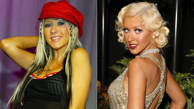 Imagen lado a lado de Christina Aguilera en 2002 y 2006