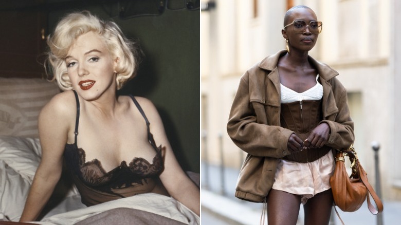 Marilyn Monroe en lencería y una street styler con corsé