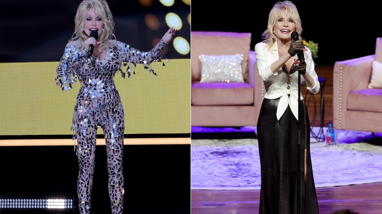 Dolly Parton en la 57.a edición de los Premios de la Academia de Música Country en marzo de 2022 en Las Vegas / Dolly Parton en un 