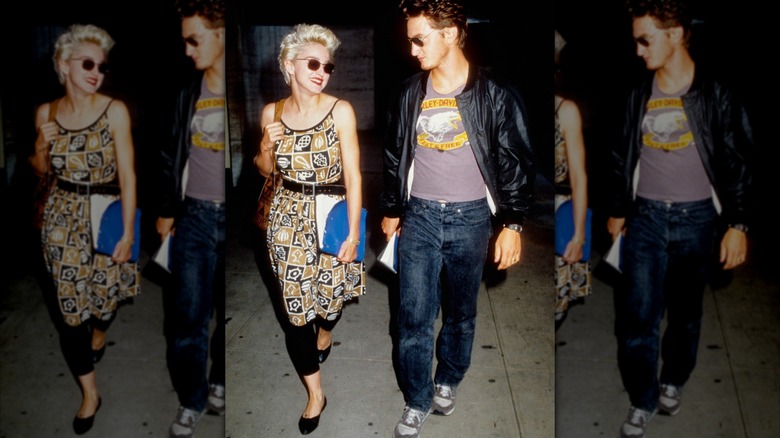 Madonna en la foto con Sean Penn con un vestido y leggings