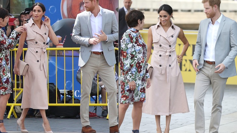 Meghan Markle con un vestido trench en Londres en julio de 2018