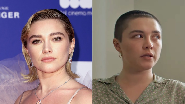 Florence Pugh con cabello peinado y corte rapado