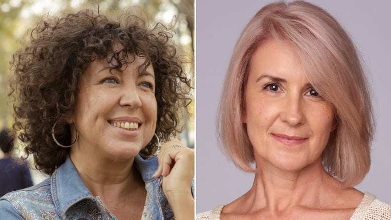 Dos mujeres con peinados lobulados en capas suaves.