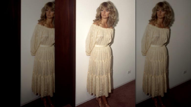 Farrah Fawcett durante un comercial de Fabergé en Los Ángeles 1977
