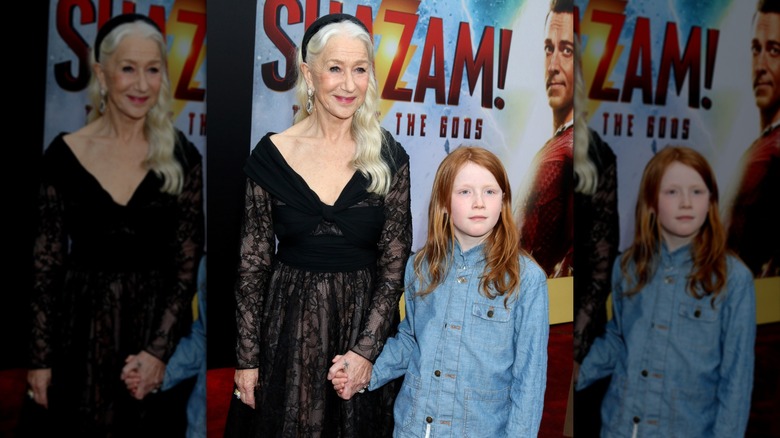 Helen Mirren toma de la mano a su nieto Basil en el estreno de 