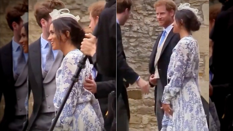 Meghan Markle y el príncipe Harry en la boda de Celia McCorquodale.