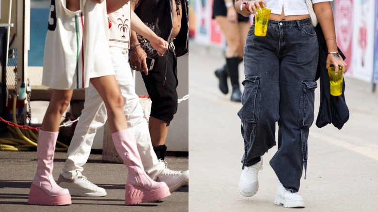 Dos mujeres con zapatillas gruesas