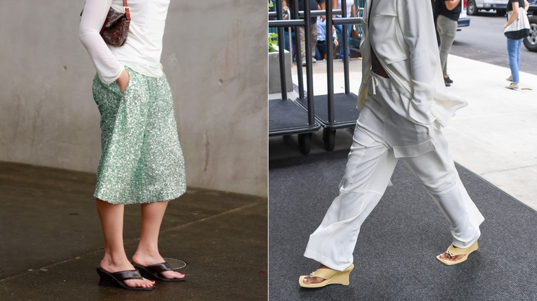 Dos mujeres con chanclas de cuña gruesa